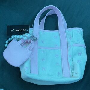 Pink and Cream Tote Bag with Mini Pouch